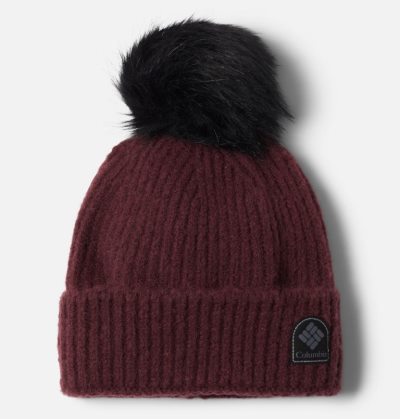 Gorros Columbia Inverno Blur™ Pom Pom Beanie Feminino Vermelhas Escuro Portugal | 171917-W2VD