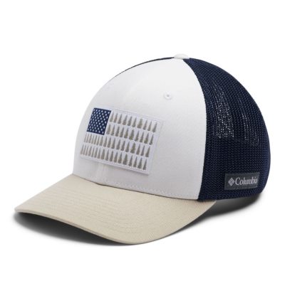 Boné Columbia Mesh™ Tree Flag Ball Cap Feminino Branco Azul Marinho Bege Portugal | 174590-SZSF