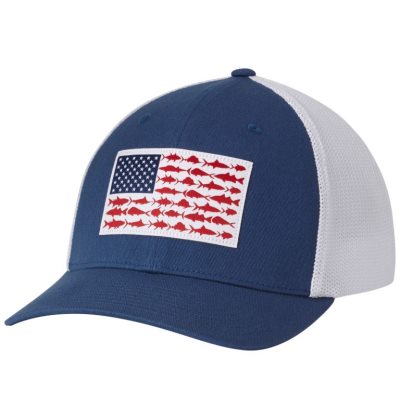 Boné Columbia PFG Mesh Fish Flag Ball Cap Masculino Azuis Branco Portugal | 101829-14TD