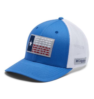 Boné Columbia PFG Mesh Fish Flag Ball Cap Masculino Azuis Branco Portugal | 111845-KA4R