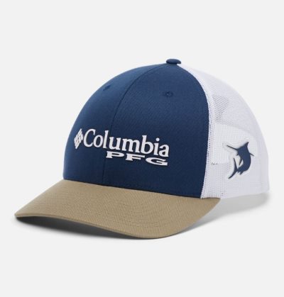 Boné Columbia PFG Mesh Snap Back™ Ball Cap Masculino Azul Marinho Branco Caqui Portugal | 132135-15CV