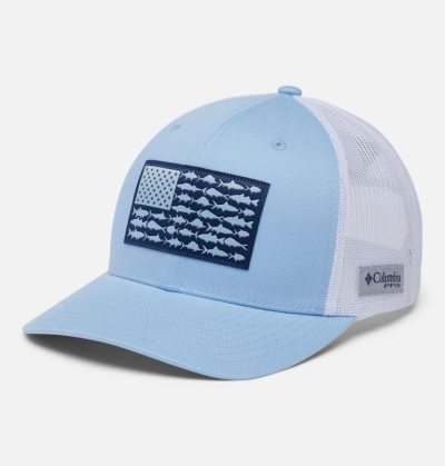 Boné Columbia PFG Mesh Snap Back™ Fish Flag Ballcap Masculino Azuis Escuro Branco Portugal | 146281-MGQ5