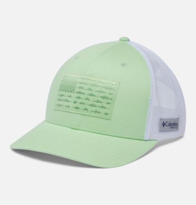 Boné Columbia PFG Mesh Snap Back™ Fish Flag Ballcap Masculino Luz Verdes Branco Portugal | 162476-7INL