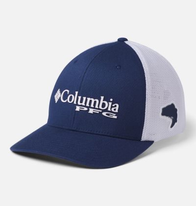 Boné Columbia PFG Mesh™ Ball Cap Feminino Azul Marinho Branco Vermelhas Portugal | 110887-ESRA