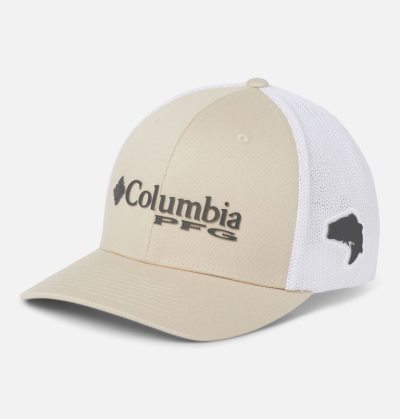 Boné Columbia PFG Mesh™ Ball Cap Feminino Bege Cinzentas Escuro Branco Portugal | 198072-KPM4