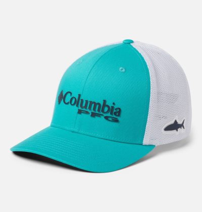 Boné Columbia PFG Mesh™ Ball Cap Masculino Luz Turquesa Branco Azul Marinho Portugal | 131336-CS3Q