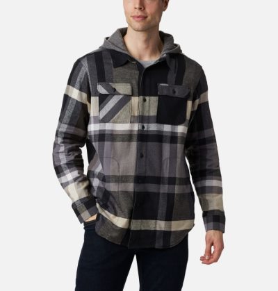 Camisas De Botões Columbia Flare Gun™ Stretch Flannel Hoodie Masculino Pretas Portugal | 107953-S5SM