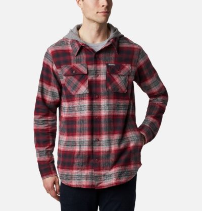 Camisas De Botões Columbia Flare Gun™ Stretch Flannel Hoodie Masculino Vermelhas Portugal | 111728-TEDH