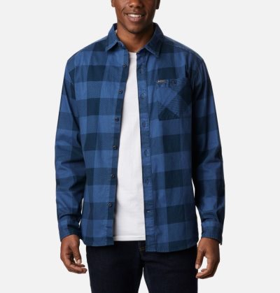 Camisas De Botões Columbia Outdoor Elements™ Printed Flannel Masculino Azuis Portugal | 103988-OHAR