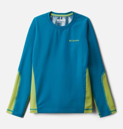 Camisas Columbia Omni-Heat™ 3D Knit Crew Baselayer Shirt Criança Azuis Verdes Portugal | 111616-9YIF