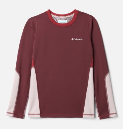 Camisas Columbia Omni-Heat™ 3D Knit Crew Baselayer Shirt Criança Vermelhas Escuro Luz Rosa Vermelhas Portugal | 166465-ZDUC