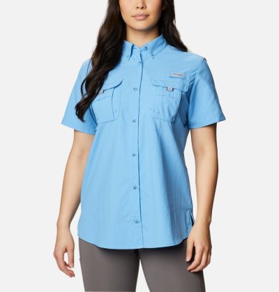 Camisas Columbia PFG Bahama™ Curta Sleeve Shirt Feminino Azuis Escuro Portugal | 139450-NQZI