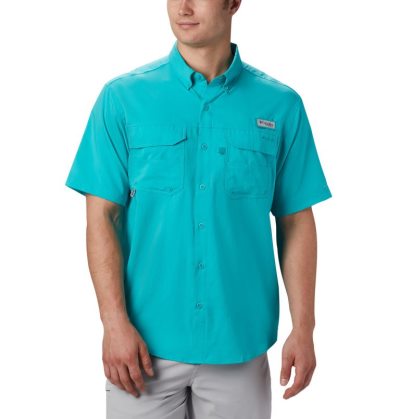 Camisas Columbia PFG Blood and Guts™ III Curta Sleeve Woven Shirt Masculino Luz Turquesa Portugal | 171815-ABVD