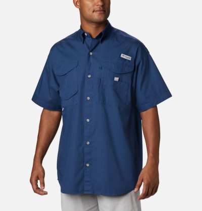 Camisas Columbia PFG Bonehead™ Curta Sleeve Shirt Masculino Azul Marinho Portugal | 113353-PLST