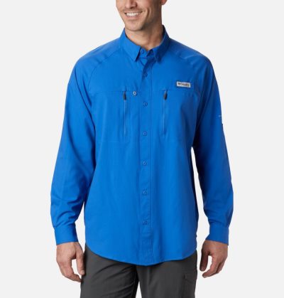 Camisas Columbia PFG Terminal Tackle™ Long Sleeve Woven Shirt Masculino Azuis Portugal | 154965-PUOG