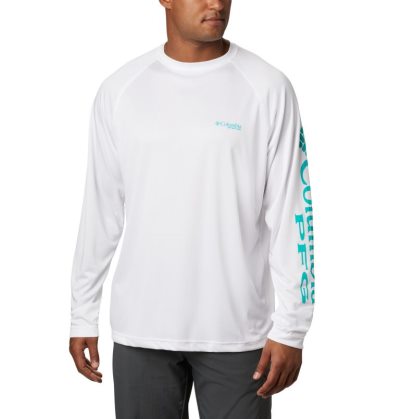 Camisas Columbia PFG Terminal Tackle™ Long Sleeve Shirt- Big Masculino Branco Luz Turquesa Portugal | 166185-DOD1