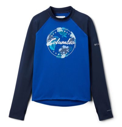 Camisas Columbia Sandy Shores™ Printed Long Sleeve Sunguard Shirt Criança Azuis Azul Marinho Portugal | 103848-AEK4