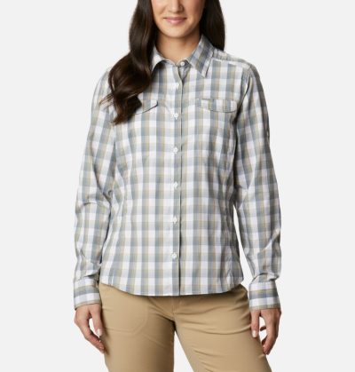 Camisas Columbia Silver Ridge™ Lite Plaid Long Sleeve Shirt Feminino Branco Portugal | 148512-CR9O