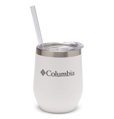 Garrafas de água Columbia Stainless Steel Double Wall Vacuum Tumbler with Straw 12oz Feminino Branco Portugal | 123574-1H06