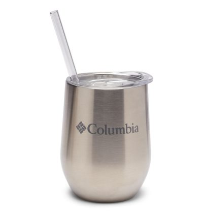 Garrafas de água Columbia Stainless Steel Double Wall Vacuum Tumbler with Straw 12oz Feminino Prateadas Portugal | 137285-42VJ