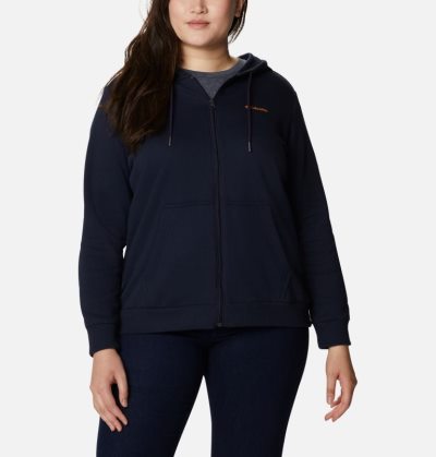 Moletons Columbia Logo Full Zip Hoodie Feminino Azuis Escuro Portugal | 121054-4GEB