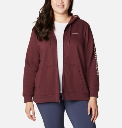 Moletons Columbia Logo Full Zip Hoodie Feminino Vermelhas Escuro Portugal | 134327-S5VV