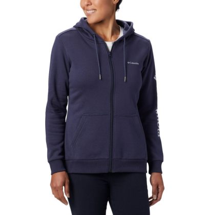 Moletons Columbia Logo Full Zip Hoodie Feminino Azuis Escuro Portugal | 135964-7HSH