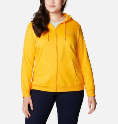 Moletons Columbia Logo Full Zip Hoodie Feminino Luz Douradas Portugal | 164576-RD0H