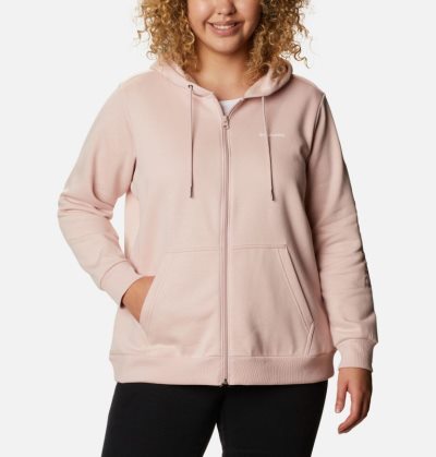 Moletons Columbia Logo Full Zip Hoodie Feminino Luz Rosa Portugal | 195437-PNTE