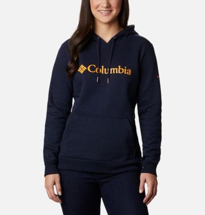 Moletons Columbia Logo Hoodie Feminino Azuis Escuro Portugal | 181331-73YA