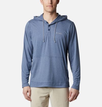 Moletons Columbia PFG Slack Tide™ Henley Hoodie Masculino Azul Marinho Portugal | 108657-RD0Q