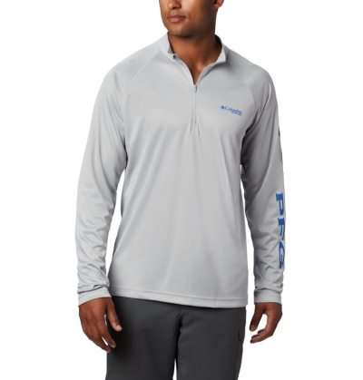 Moletons Columbia PFG Terminal Tackle™ 1/4 Zip Estacionar Masculino Cinzentas Azuis Portugal | 197686-MPAJ