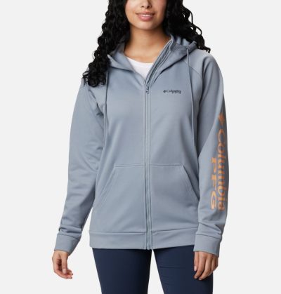 Moletons Columbia PFG Tidal™ Full Zip Fleece Hoodie Feminino Cinzentas Luz Laranja Portugal | 199551-CER8