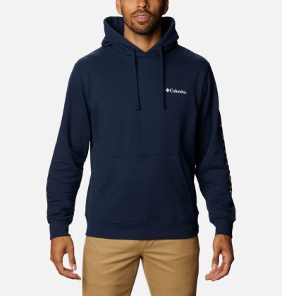 Moletons Columbia Viewmont™ II Sleeve Gráficas Hoodie Masculino Azul Marinho Branco Portugal | 107199-B9E7