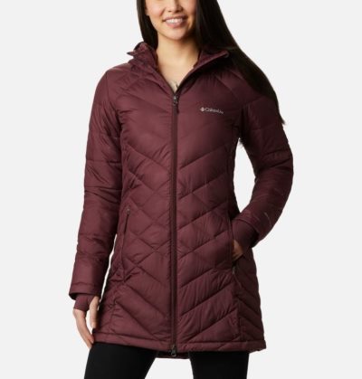 Jaqueta Isolada Columbia Heavenly™ Long Encapuzado Jaqueta Feminino Vermelhas Escuro Portugal | 161145-FFFP