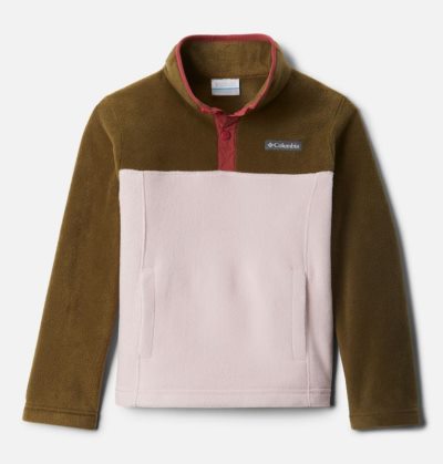 Lã Columbia Steens Mountain™ 1/4 Snap Fleece Pull-Over Criança Luz Rosa Verde Oliva Portugal | 155285-3P8G