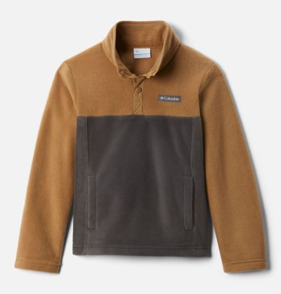 Lã Columbia Steens Mountain™ 1/4 Snap Fleece Pull-Over Criança Marrom Cinzentas Escuro Portugal | 164904-WQ1Q