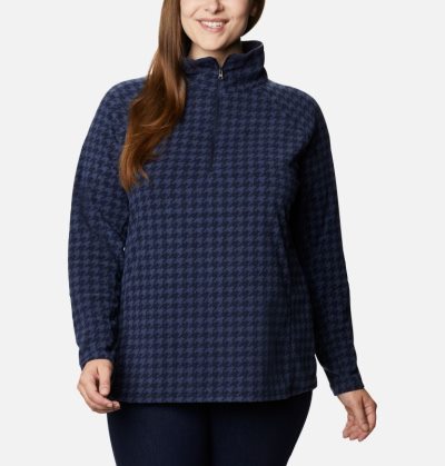 Moletom Columbia Glacial™ IV Print Half Zip Estacionar Feminino Azuis Escuro Portugal | 151301-9BLR