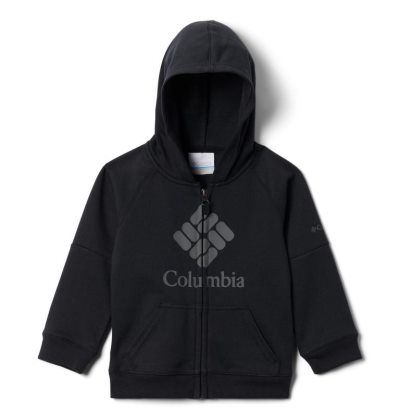 Moletom Com Capuz Columbia Branded French Terry Full Zip Hoodie Criança Pretas Portugal | 124774-11DM