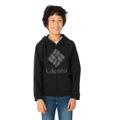 Moletom Com Capuz Columbia Branded French Terry Full Zip Hoodie Criança Pretas Portugal | 166682-2DLG