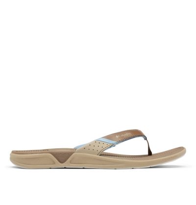 Sandalias Columbia PFG Rostra™ Flip Flop Feminino Marrom Escuro Azul Claro Portugal | 125795-3XT7