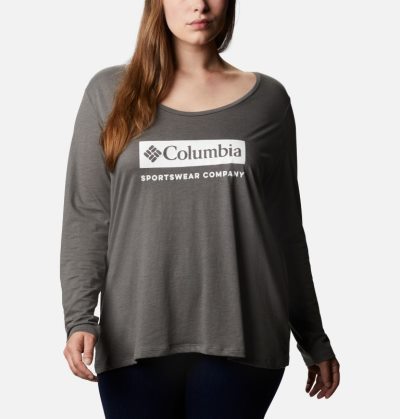 Camisetas Columbia Autumn Trek™ Long Sleeve Relaxed T-Shirt Feminino Cinzentas Escuro Portugal | 150468-3757