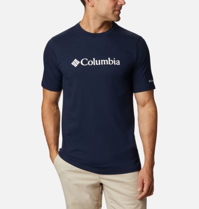 Camisetas Columbia CSC Basic Logo™ Curta Sleeve Masculino Azul Marinho Branco Portugal | 109300-PDN1