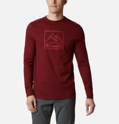 Camisetas Columbia Cades Cove™ Long Sleeve Gráficas Tee Masculino Vermelhas Portugal | 111078-H5LD