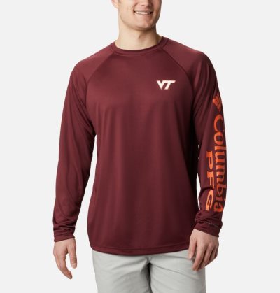 Camisetas Columbia Collegiate PFG Terminal Tackle™ Long Sleeve Shirt Masculino Vermelhas Escuro Laranja Portugal | 126052-8D1M