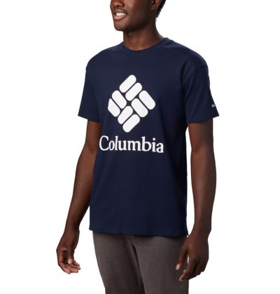 Camisetas Columbia Lodge™ Logo Tee Masculino Azul Marinho Branco Portugal | 191889-MNIY