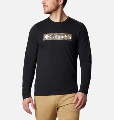 Camisetas Columbia Lookout Point™ Long Sleeve Gráficas T-Shirt Masculino Pretas Camufladas Portugal | 174842-5UB0