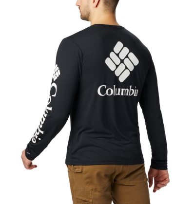 Camisetas Columbia Miller Valley™ Long Sleeve Gráficas T-Shirt Masculino Pretas Branco Portugal | 113714-WUV1