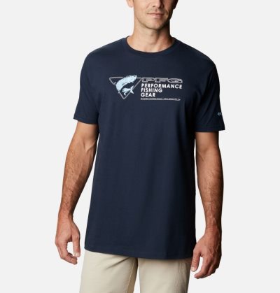 Camisetas Columbia PFG Perform T-Shirt Masculino Azul Marinho Portugal | 114647-OIDP