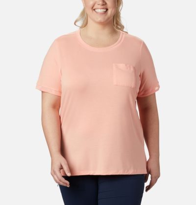 Camisetas Columbia PFG Slack Agua™ Knit Pocket Tee Feminino Rosa Portugal | 120637-0HXZ